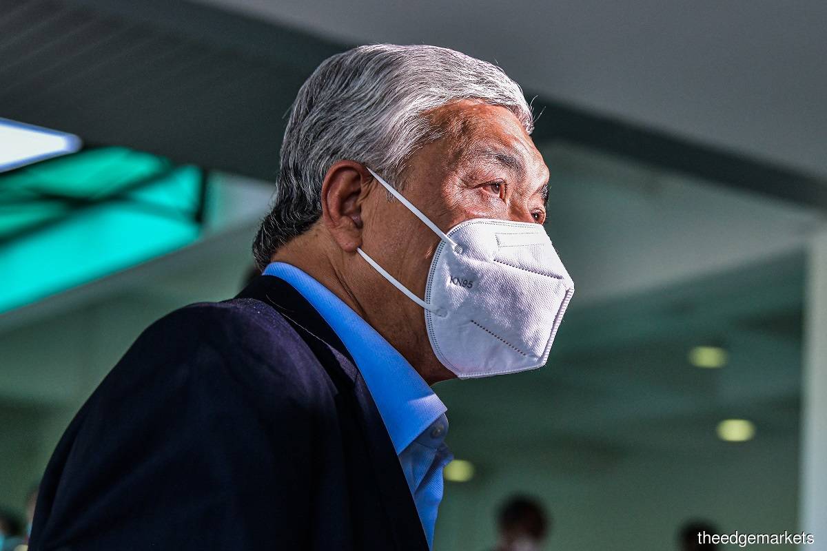 In the trial, Ahmad Zahid is facing 33 charges of receiving bribes amounting to about S$13.56 million from Ultra Kirana for, among others, the extension of the contract involving the company's foreign visa system and one-stop centre services in China. (Photo by Zahid Izzani Mohd Said/The Edge)